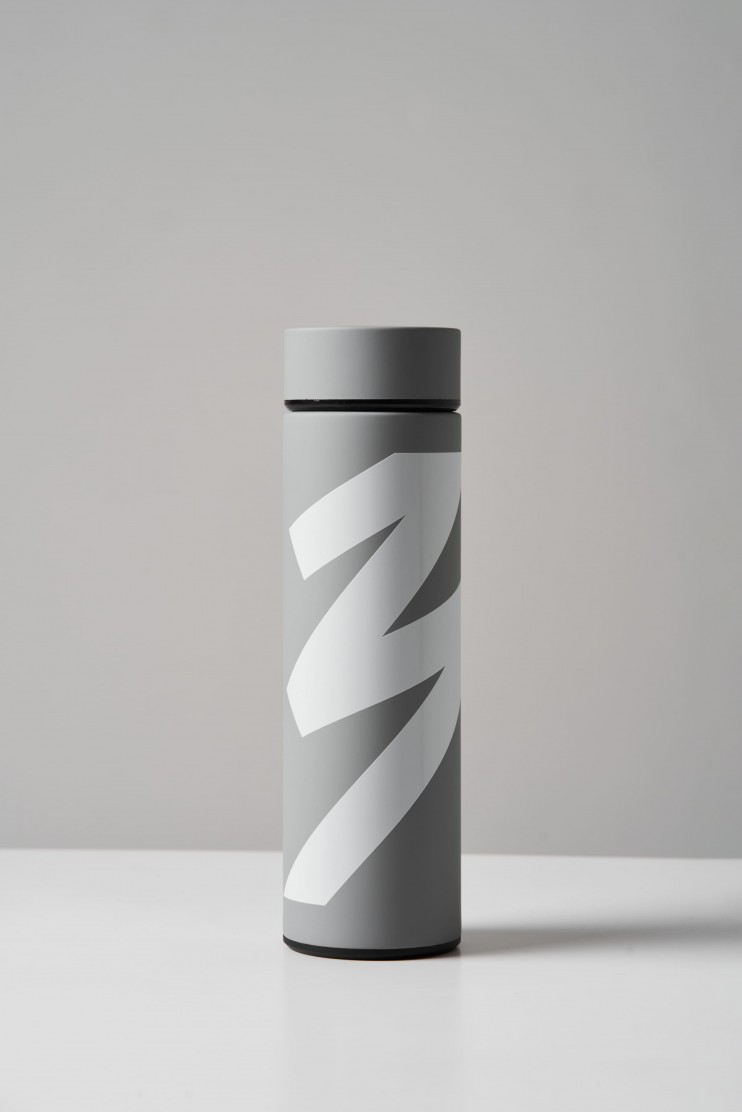 Фирменный термос Знак кофе серый