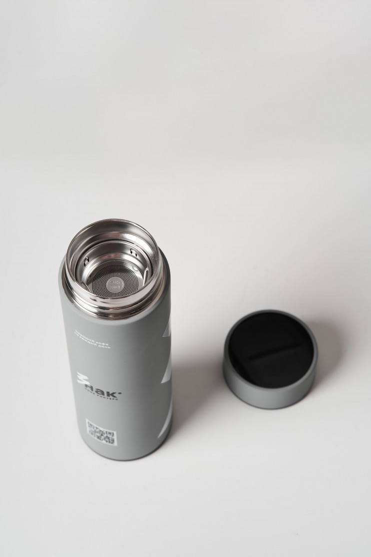 Фирменный термос Знак кофе серый